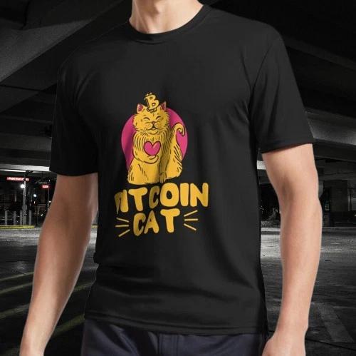 Bitcoin Cat Active Logo T-Shirt Funny Logo American Men s T-Shirt 2XL