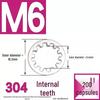 304 Stainless Steel External & Internal Tooth Lock Washer, Anti-Slip, Anti-Loosening, Size M6-M30