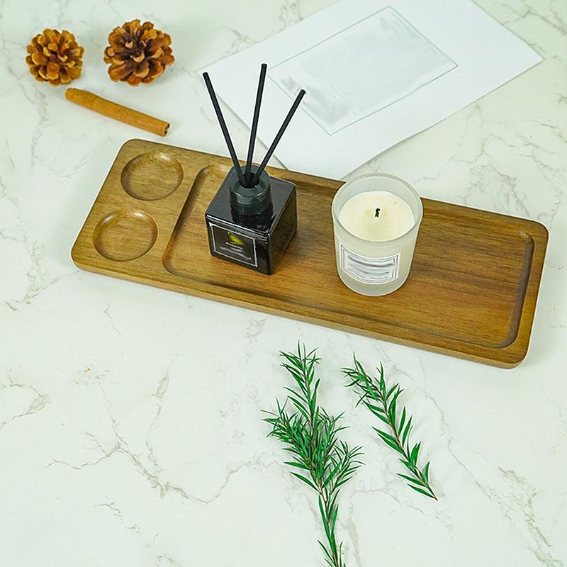 Wooden Tea Coffee Tray Fruit Dessert Candy Dish Wooden Decorative Bread Snack Cake Food Dish Tray Tableware