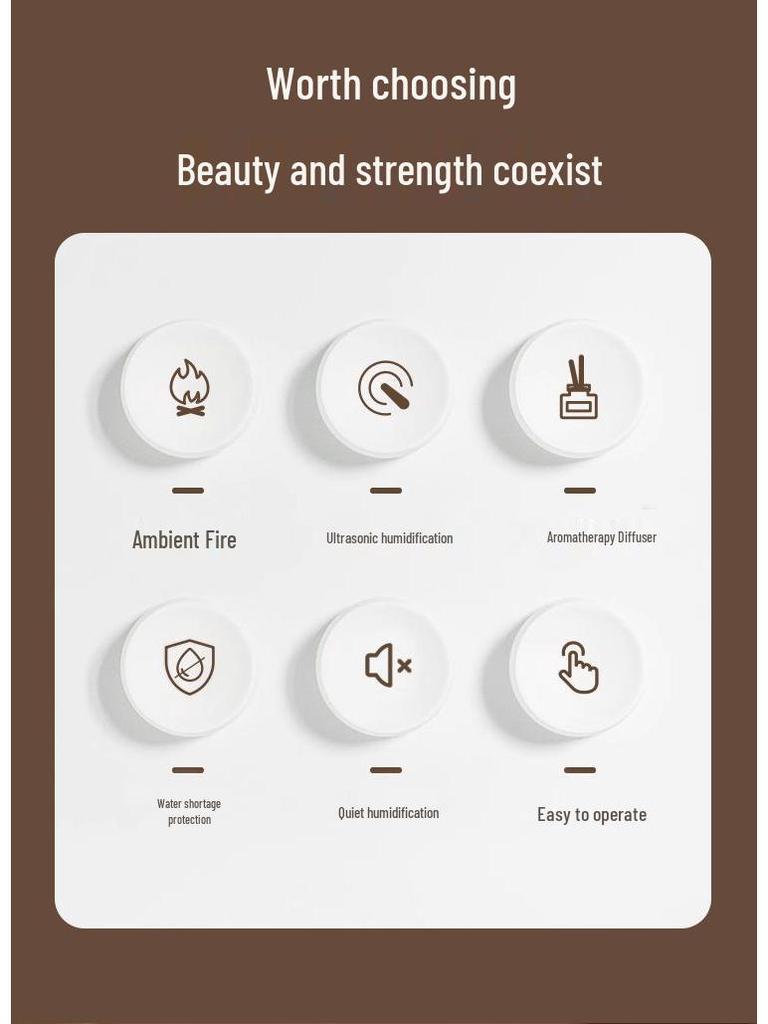 2025 Fireplace Flame Humidifier & Aroma Diffuser with Automatic Spray and Atmosphere Light for Home & Bedroom