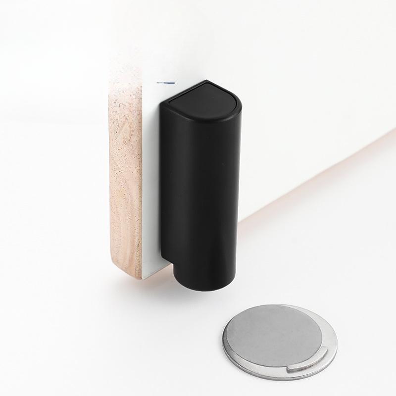 Stainless Steel Magnetic Door Stopper, Gray Black Nail Free Door Base, Door Hardware Door Close Prevention Door Stop Door Closer