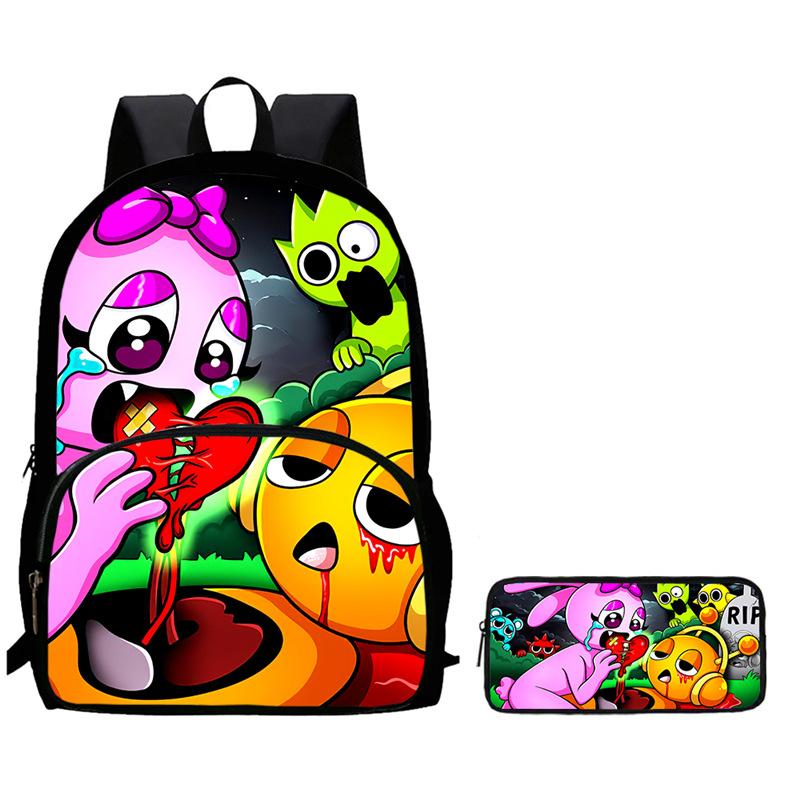 Rhythm Box Sprunki Spel Anime Rugzak Student Schooltas Computer Tas