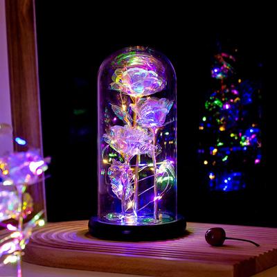 LED Trandafir Galaxie Fermecată Eternă Floare Folie de Aur 24K cu Lumini Șir în Dom pentru Decor Acasă Cadou Crăciun Ziua Îndrăgostiților
