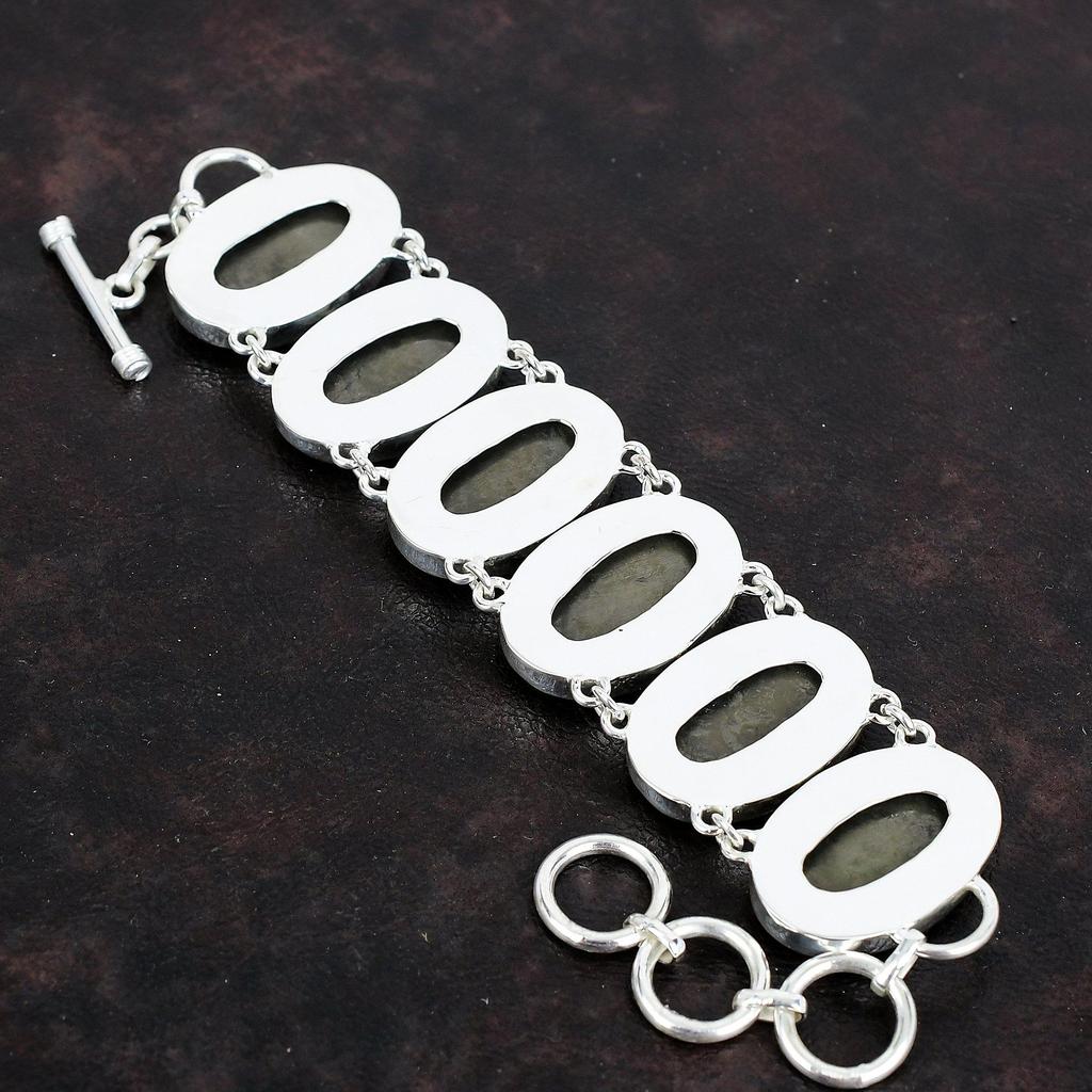 Pyrite Bracelet 925 Sterling Silver Bracelet Adjustable Chain Bracelet Pyrite Gemstone Jewelry Handmade Bracelet Gifts for Mom Boho Jewelry