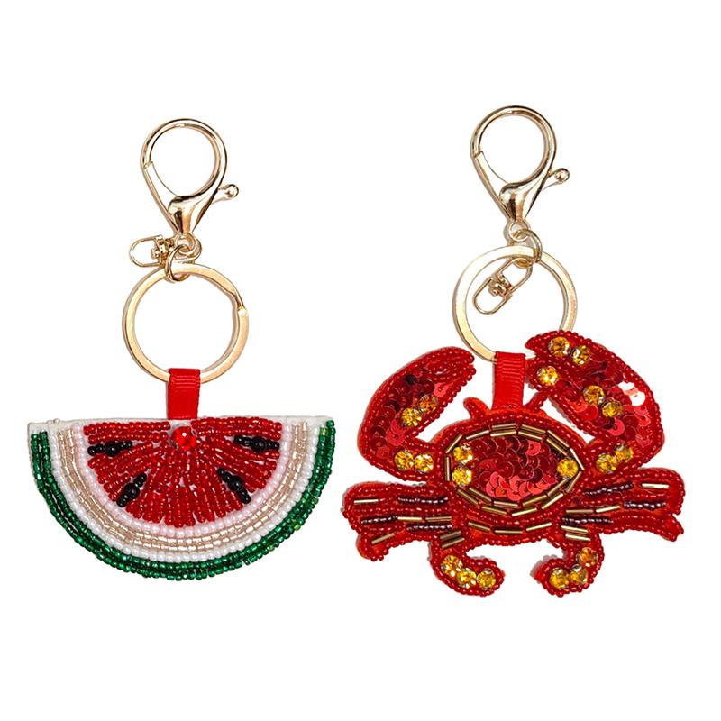 Beaded Patch Sequin Rhinestones Crab Starfish Seashell Conch Keychain For Embellishing Bag Charm Decor