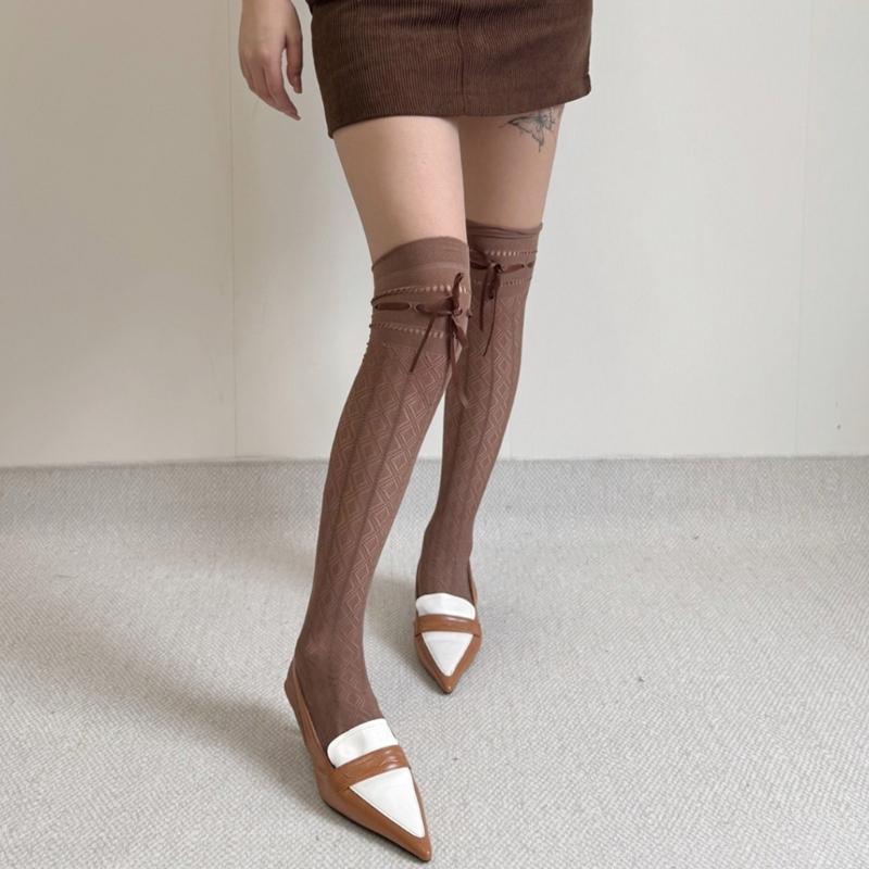 Fishnet Stockings Ballet Laces Up Thigh High Stockings Nylon Over the Knee Socks for Women Girls