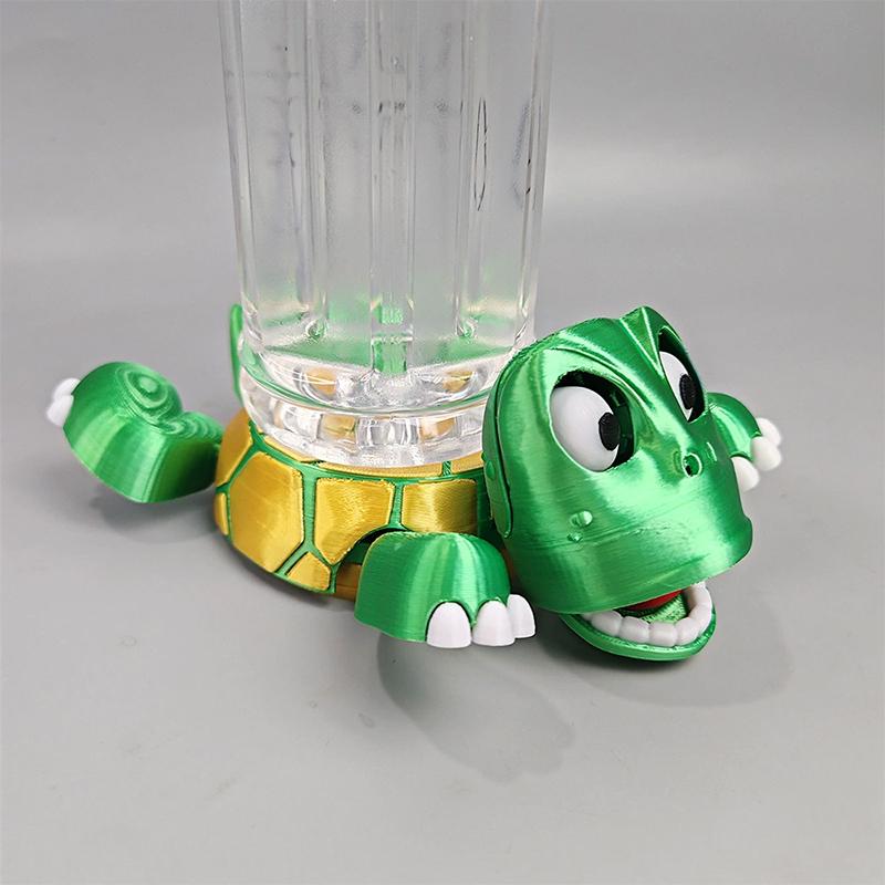 3D Printed Turtle Coaster Creative Surprise Turtle Mouth Opening Interactive Game Funny Turtle Coaster Multi-Jointed Decoration