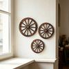 Wooden Wagon Wheel Wall Decor Retro Wheel Wall Art Vintage Farmhouse Old Western Hanging Ornaments for Home Office Cabin Western Themed Decor
