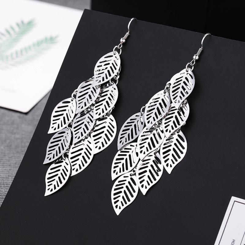 [Fashion Trendy Metal Fringe Long Drop Earrings Exaggerated Elegant Ear Hooks Earrings]