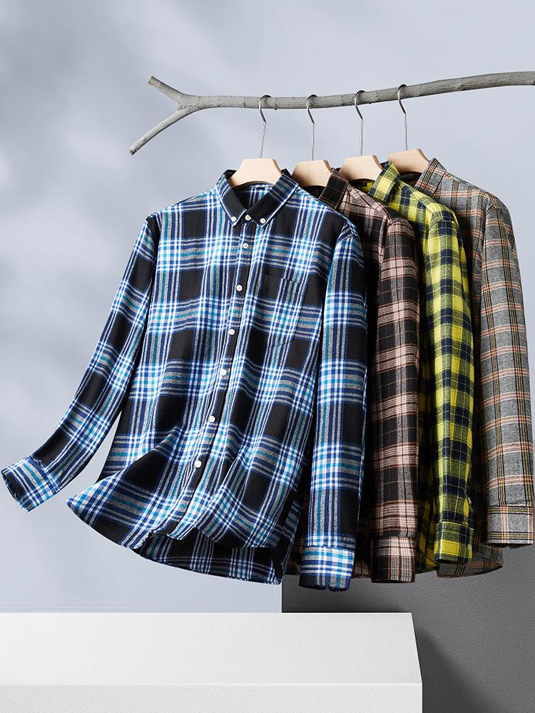 Camicia a quadri in flanella a maniche lunghe da uomo taglie forti Autunno/Inverno