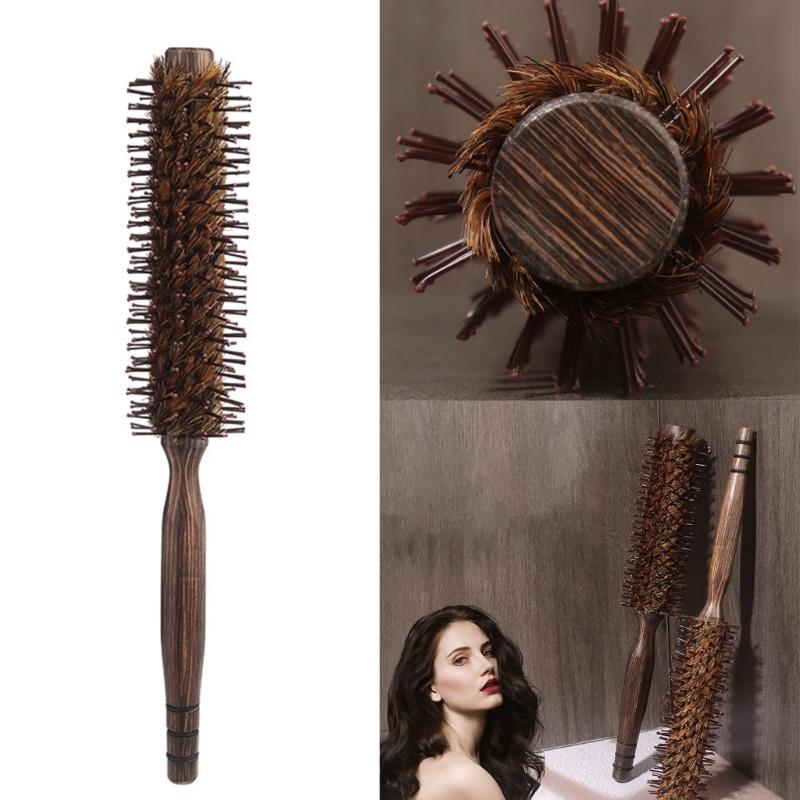 Small Round Hairbrush with Boar and Nylon Bristles Perfect for Blow Drying and Styling Short Thin Fine Hair