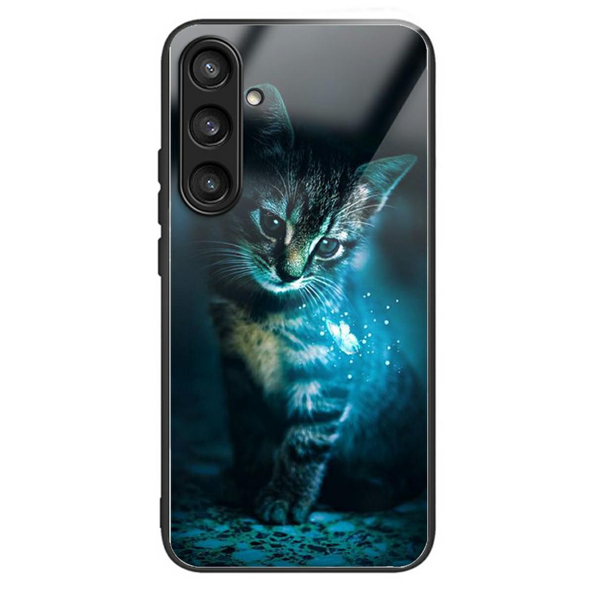 

Чехол для Samsung Galaxy A36 5G, задняя крышка из закаленного стекла с печатью рисунка Cat