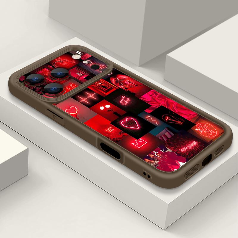 Red Heart Pattern TPU Phone Case For iPhone Air 16e 17 16 15 14 Pro Max 13 12 Pro 15 16 14 Plus Shockproof Soft Silicone Cover