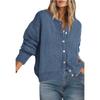 Women S Loose Solid Color Button Knit Cardigan Long Sleeve Sweater Coat