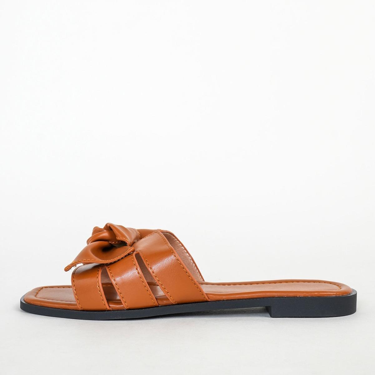 

Fashion New Luxury Women s Exquisite Slippers Summer Brown Bow Decoration Comfortable Anti slip Square Head Flat Bottom Cool Slippers 42 светло-коричневого