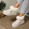 Fashion Casual Metal Buckle Decoration Thick Bottom Snow Boots Fashion Low Heel Boots Women Winter Warm Short Plush Shoes