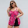 Women Tankini Plus Size Swimwear 2023 Push Up Swimsuit Sexy V-neck Soild One Piece Bathing Suit Adjustable Large Swim Dress 4XL