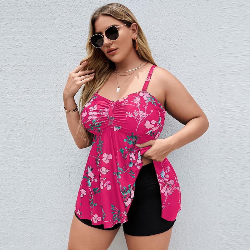 Women Tankini Plus Size Swimwear 2023 Push Up Swimsuit Sexy V-neck Soild One Piece Bathing Suit Adjustable Large Swim Dress 4XL