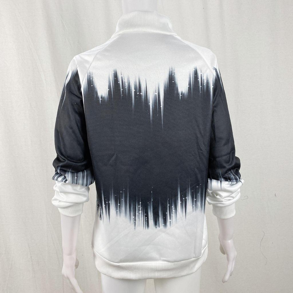 Gradient Print Zipper Long Sleeve Women's Winter Hoodie