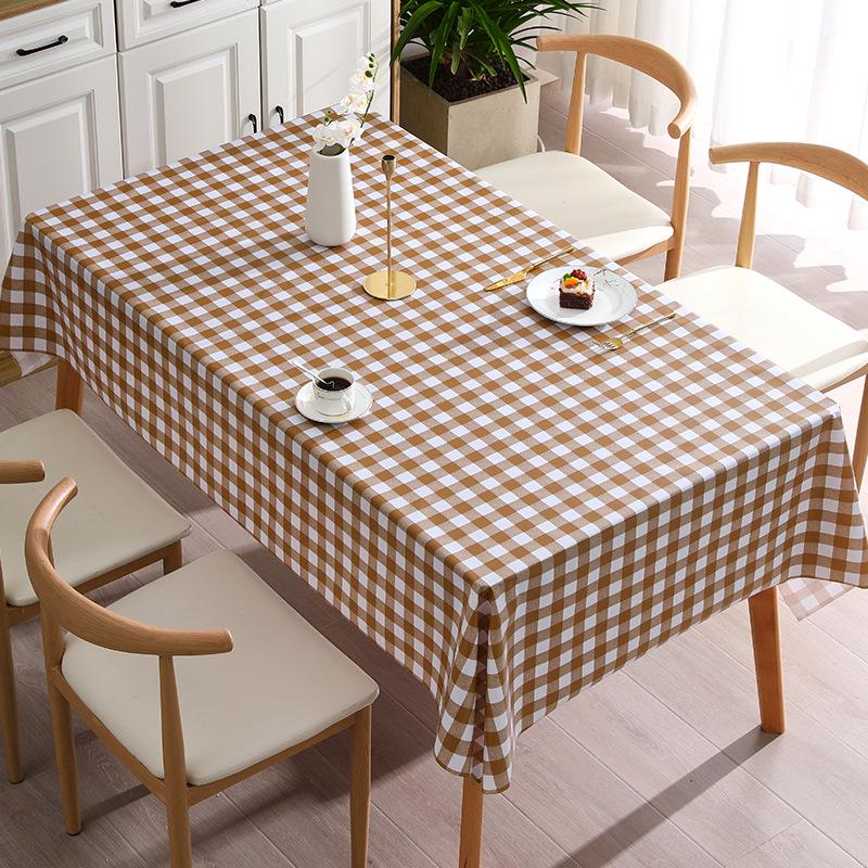 Grid PVC Tablecloth: Waterproof, Oil-Proof, Scald-Proof, No-Wash, Fresh Style Table Cover for Coffee Tables