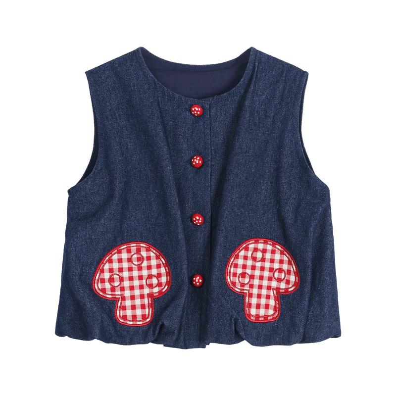 LUSON Infant Girls  Floral Sleeveless Vest 73 джинсовый синий