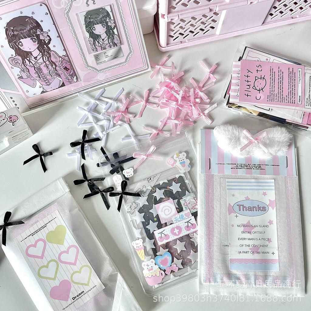 Ins Wind Pink Black And White Small Bow Decorative Accessories Sweet Bow Packaging Accessories Fresh And Sweet DIY Accessories