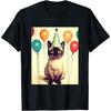 Siamese Cat Retro Art Print Birthday Party Balloons & Hat T-Shirt for Men Women Kids