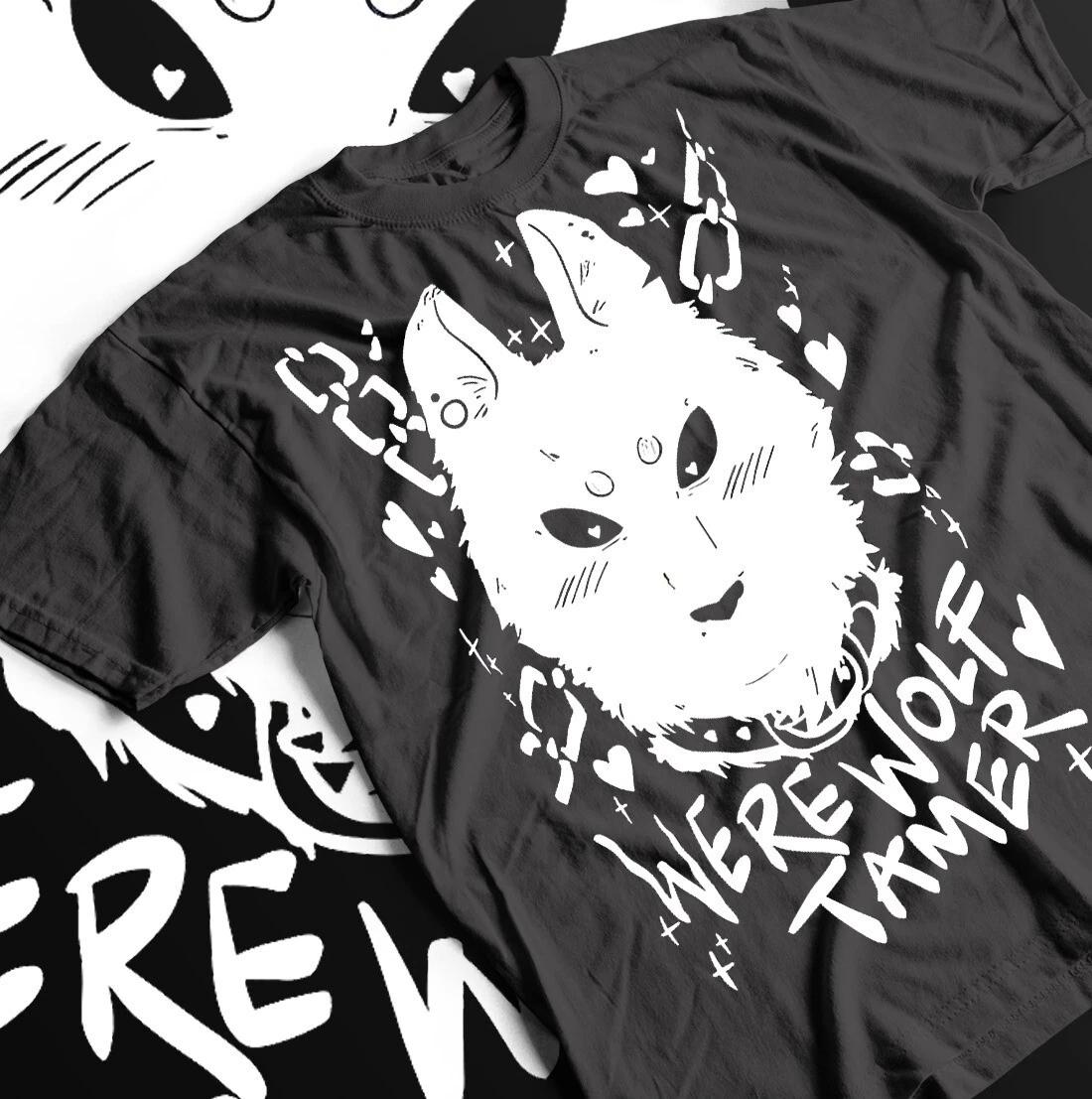 

Werewolf T-Shirt, Black White Print, Unisex Shirt, Screen Print Tee, Pastel Goth 3XL