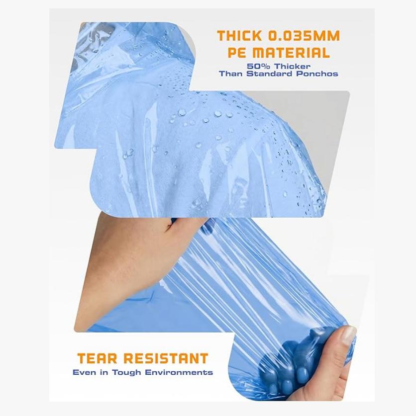 Disposable Rain Ponchos for Adults (3 Pack)