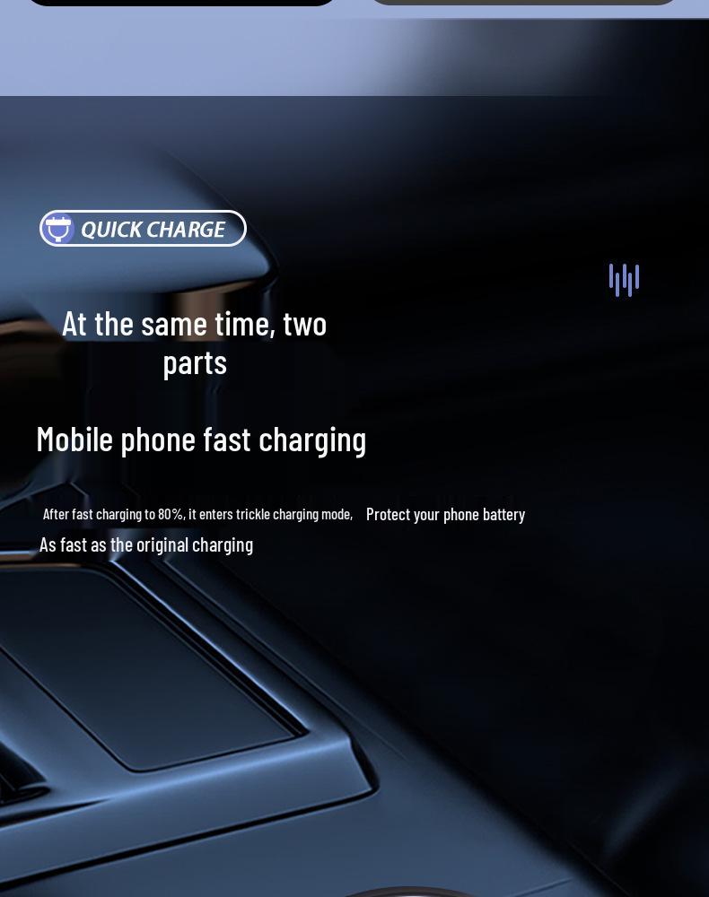 100W Dual USB Car Charger with Digital Display and One-to-Two Extension