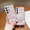 New Sweet Flower S23 Mobile Phone Case Ins Wind Mobile Phone Case S25Ultra Magnetic Suction S24 Transparent S22 Hard Case
