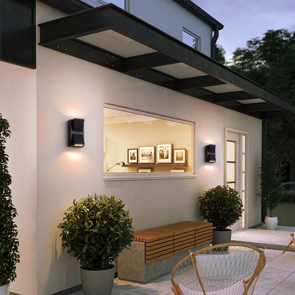 Outdoor Wall Light Plastic Housings Dual Head Exterior Wall Lamp with Up and Down Sconces 3000k Warm Light