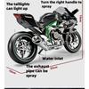 Modellino di Moto da Corsa in Lega Kawasaki H2R 1/9 Diecasts Metallo Modello di Moto da Pista Sportiva Suono e Luci con Spray Giocattoli Regali per Bambini