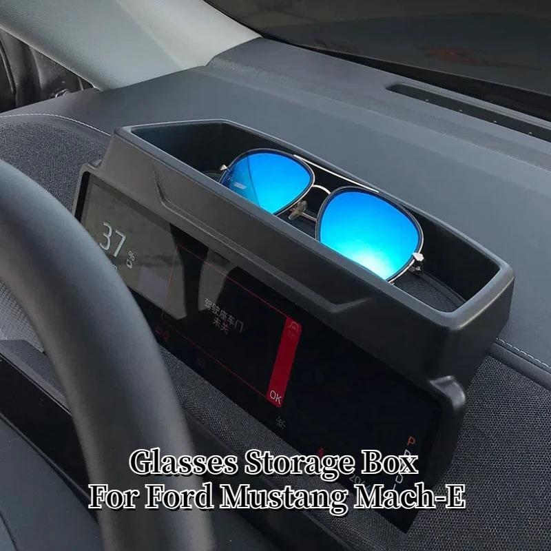 Glasses Storage Box for Ford Mustang Mach-E Dashboard Back Screen Sunglasses Case Tidying Non-slip Silicon Pad Car Accessories