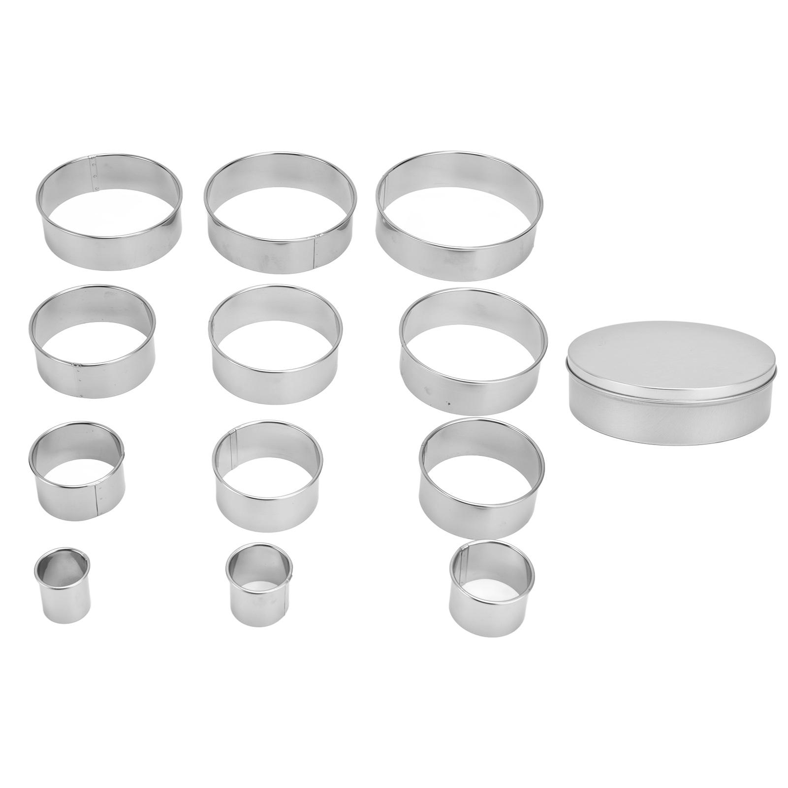 12 pièces Moules Rondes Portables Mousse Gâteau Moule Acier Inoxydable Accessoires de Cuisson