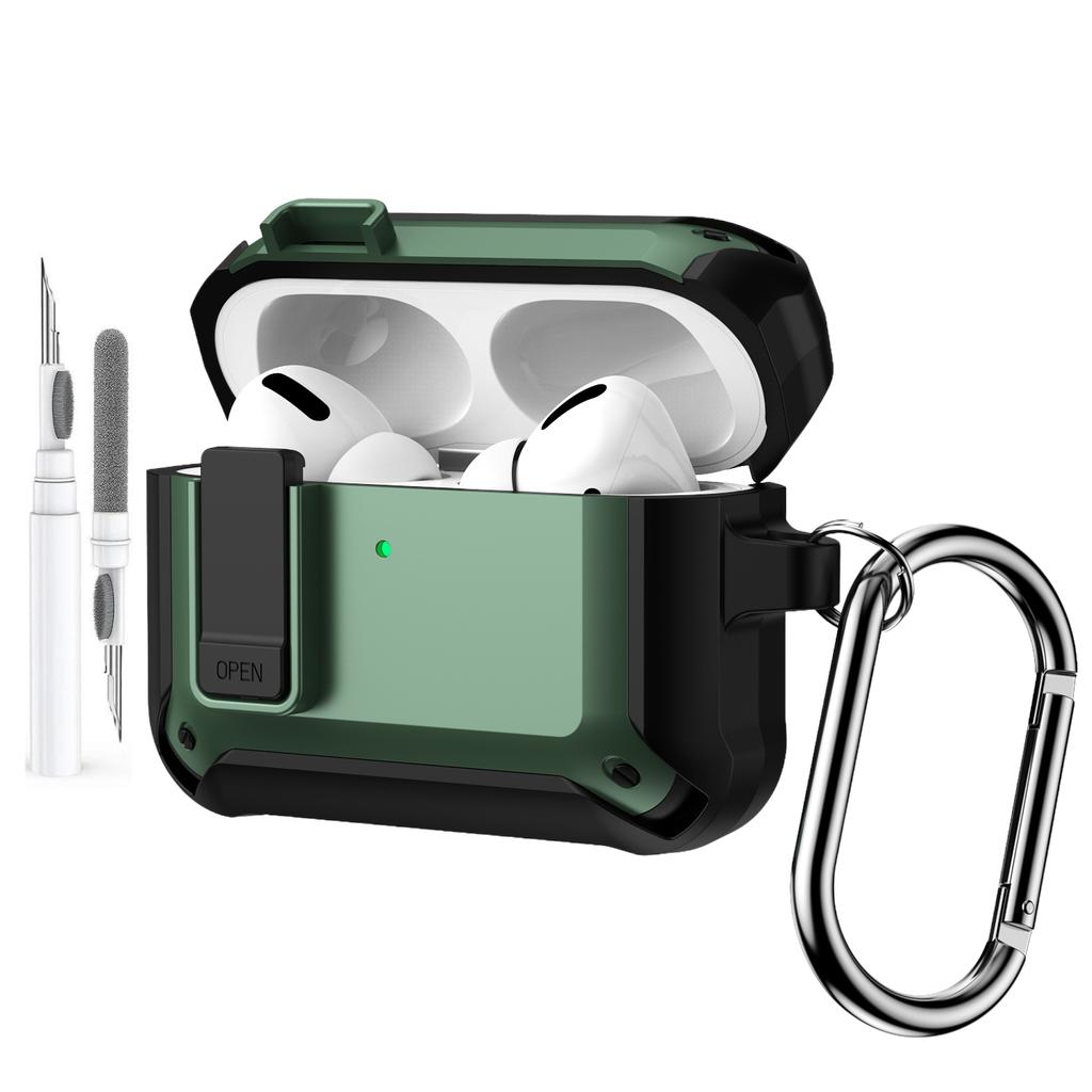 Secure Lock Case For AirPods Pro 3 with Keychain Cleaning Pen Kit New Armor Shockproof Rugged Protective Case For AirPods Pro 3