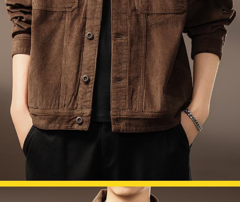 Men's High-End Corduroy Lapel Jacket - Autumn Casual AmeKaji Workwear Outerwear