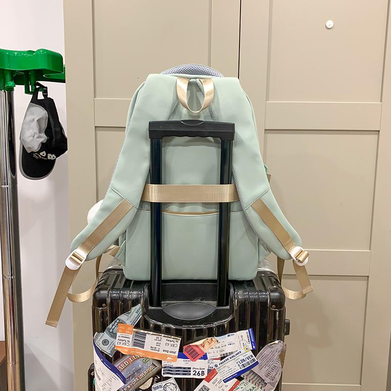 Student Schoolbag Women's Color Contrast Backpack Large Capacity Backpack with Coin Purse