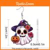 Ghost Themed Halloween Pumpkin Flower Pattern Women Alien Earrings Acrylic