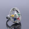 Men'S And Women'S Titanium Steel Epoxy Star Ring Stainless Steel Water Drop-Shaped Pentagram Epoxy Ring Ring