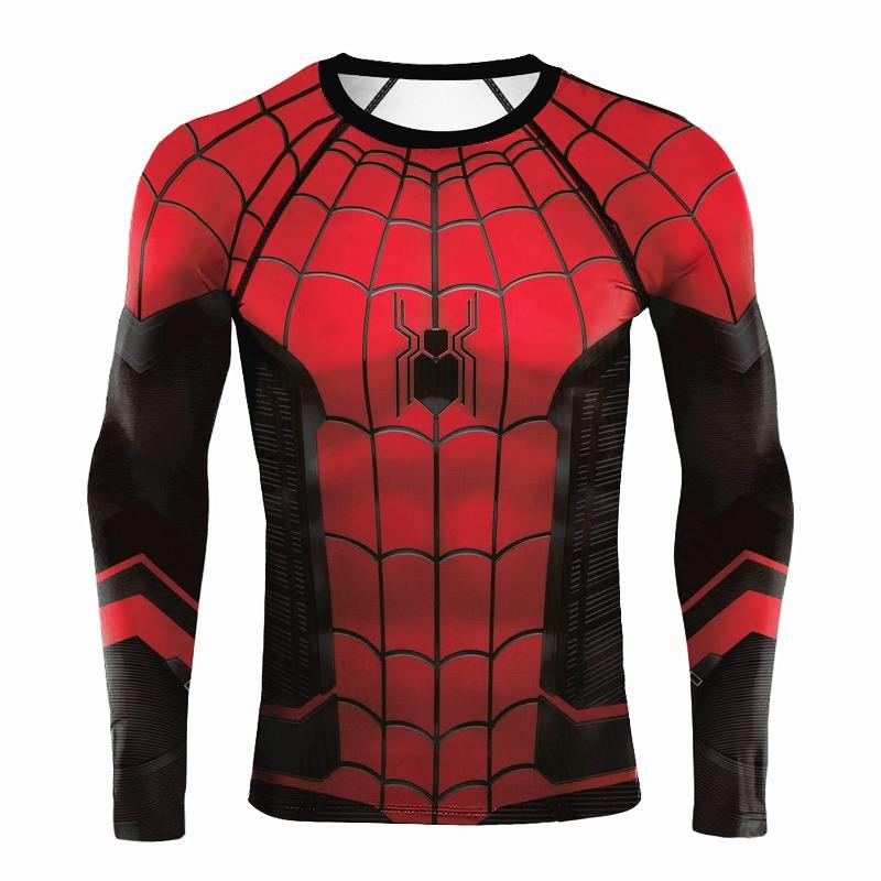 3D Printed Men's Long Sleeve T-shirt Superhero Tee Casual Loose Fitness Sports Tops Street Clothes