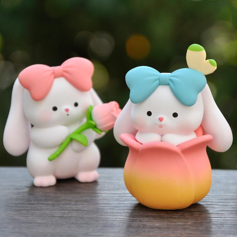 Pvc Adorable Rabbit Collectible Model For Home Office Decoration Idea Gifts