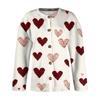 Kvinners Valentine's Day Print Langermet strikket Cardigan Button Jacket