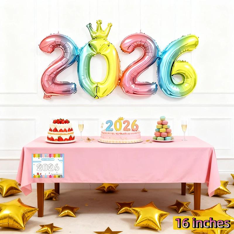 2026 Gold Crown Foil Number Balloons for 2026 New Year Christmas Eve Festival Party Supplies Graduation Decorations Navidad Gift