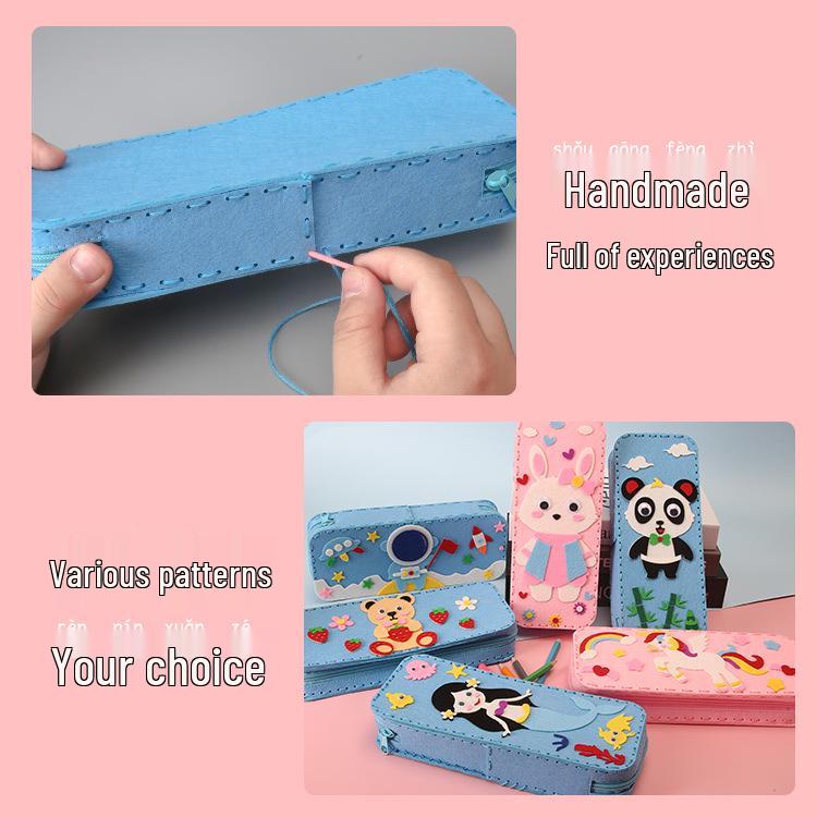 Children's DIY Non-Woven Cartoon Pencil Case Kit