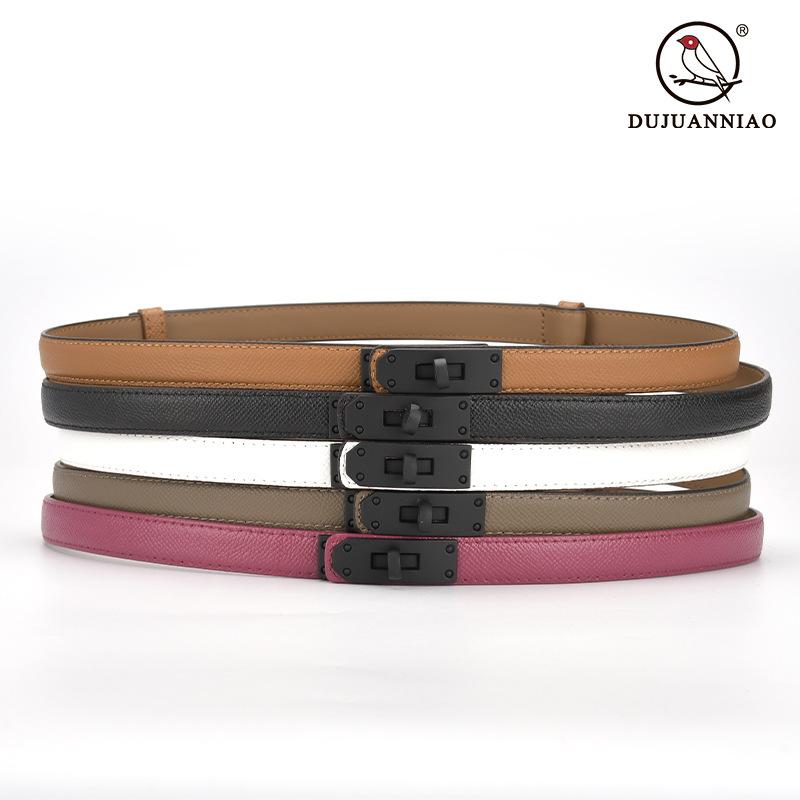 Ladies Decorative Fine Belt Women'S Belt With Dress Belt Frosted Lock Leather Trend