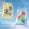 Drawstring Travel Bags with Cute Seaside Print Breathable Water Repellent Lightweight for Women Summer Vacation