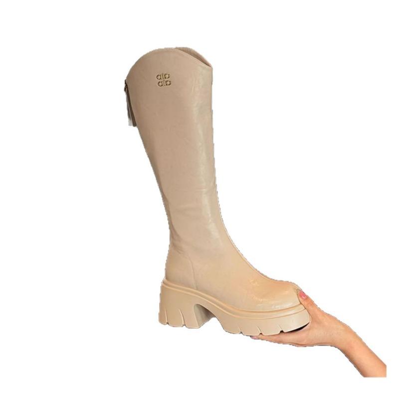 Retro High-Heel Ritterstiefel für Damen neue kleine Herren, aber Kniestiefel