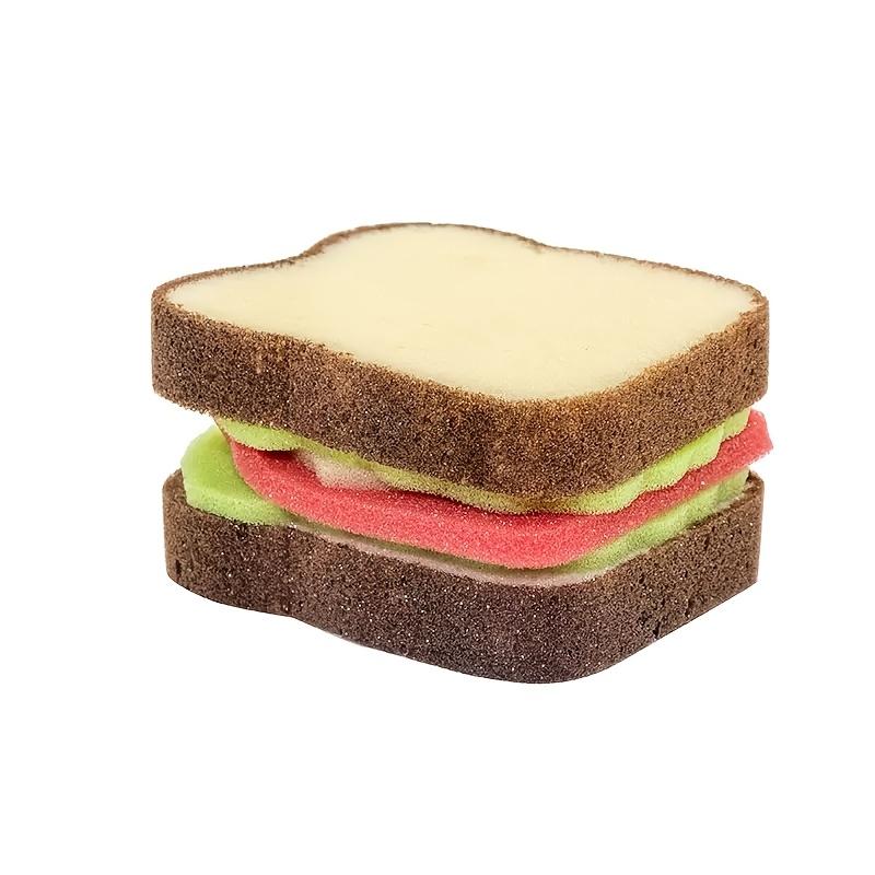 1pc sandwich toast-shaped kitchen sponge cleaning, washing dishes and scraping-free cleaning brush household cleaning tools.