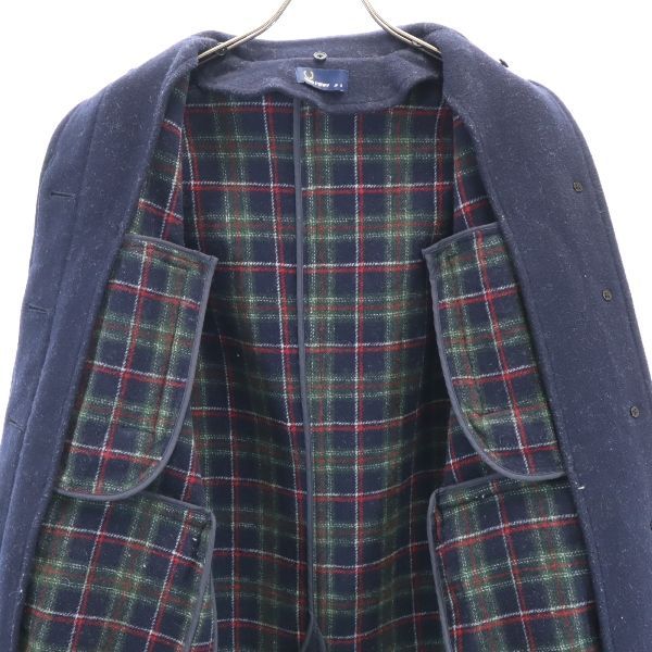 Fred Perry Wool Blend Stainless Collar Coat S Navy Blue Women Used